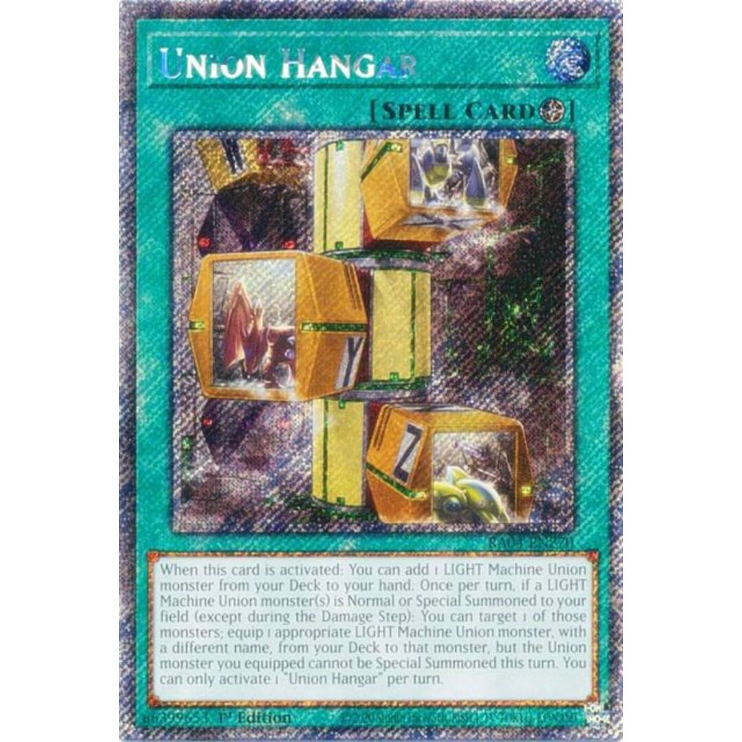 遊戯王 RA04-EN270 ユニオン格納庫 Union Hangar (英語版 1st Edition プラチナシークレットレア) Quarter Century Stampede エンタメ/ホビーのアニメグッズ(その他)の商品写真