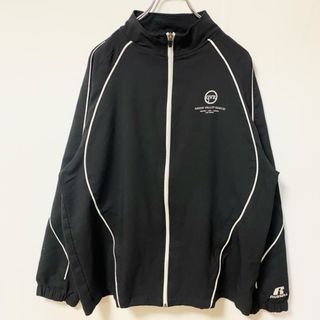 古着 used　RUSSELL ATHLETIC ラッセルアスレティック　長袖ナイロンジャケット　黒　白ライン　レトロ　Ｌサイズ(ナイロンジャケット)