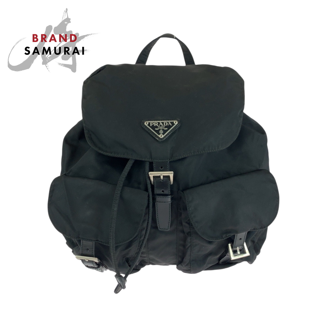 PRADA - PRADA プラダ テスート 三角ロゴプレート ブラック 黒 PRADA - PRADA プラダ テスート 三角ロゴプレート ブラック 黒
