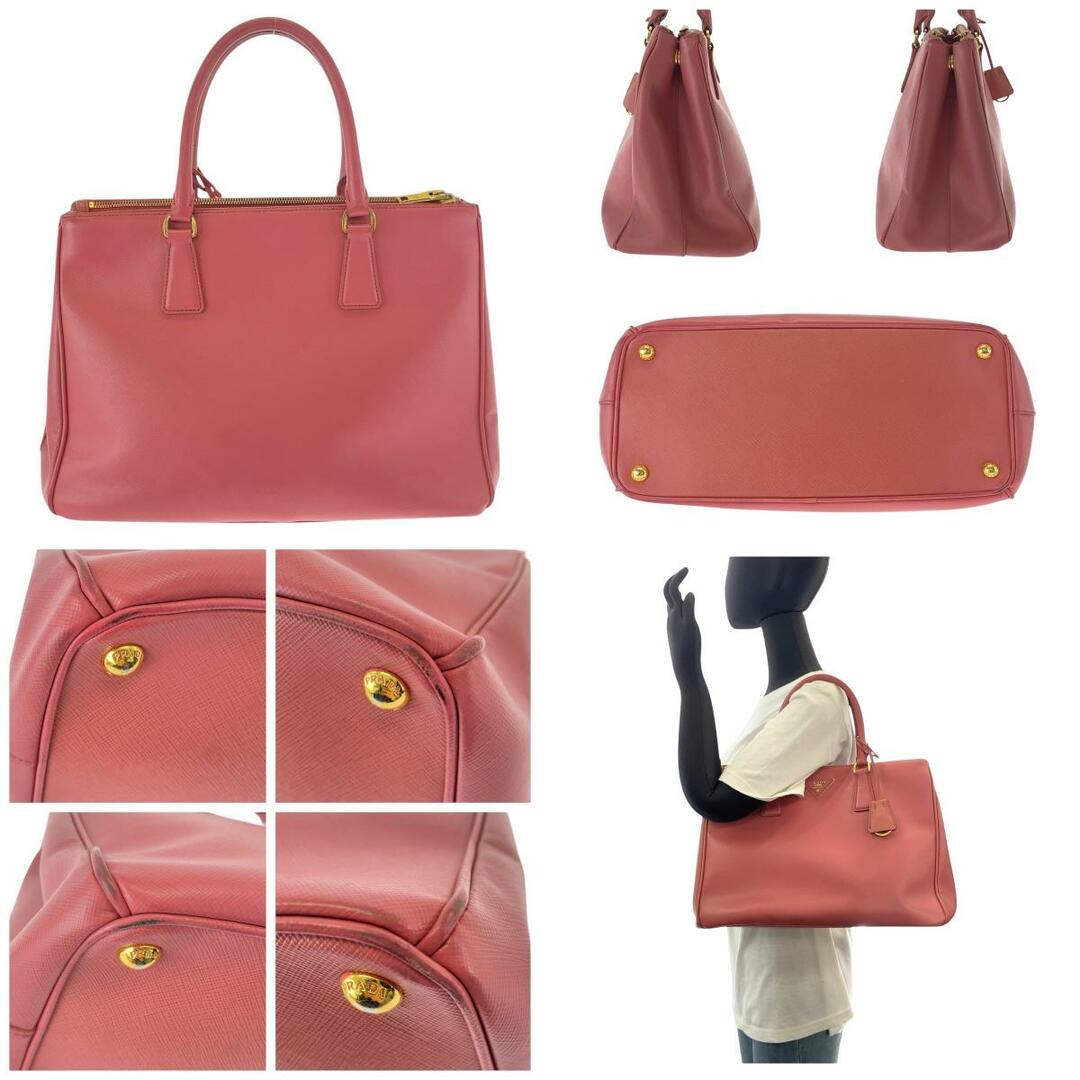 PRADA - PRADA プラダ サフィアーノ ピンク ゴールド金具 レザー PRADA - PRADA プラダ サフィアーノ ピンク ゴールド金具 レザー