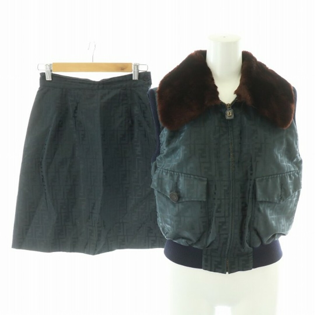 FENDI - FENDI ヴィンテージ ズッカ柄 セットアップ 中綿ベスト FENDI - FENDI ヴィンテージ ズッカ柄 セットアップ 中綿ベスト