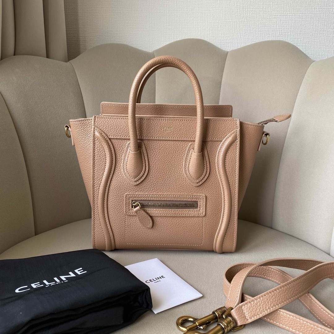 CELINE - CELINE セリーヌ ラゲージ ナノショッパー ベージュの CELINE - CELINE セリーヌ ラゲージ ナノショッパー ベージュの