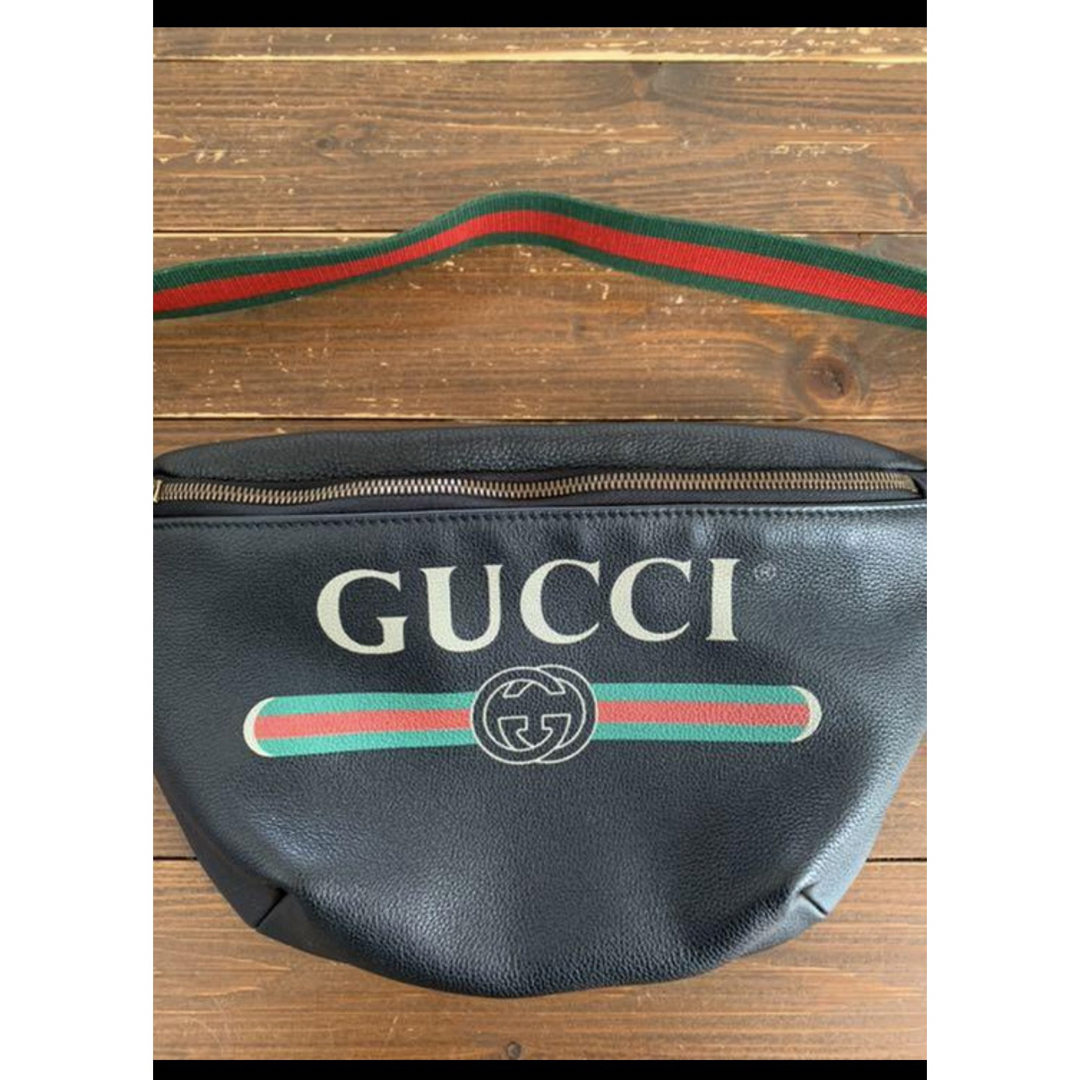 GUCCI - GUCCI グッチ ヴィンテージロゴレザー ウェブボディー GUCCI - GUCCI グッチ ヴィンテージロゴレザー ウェブボディー