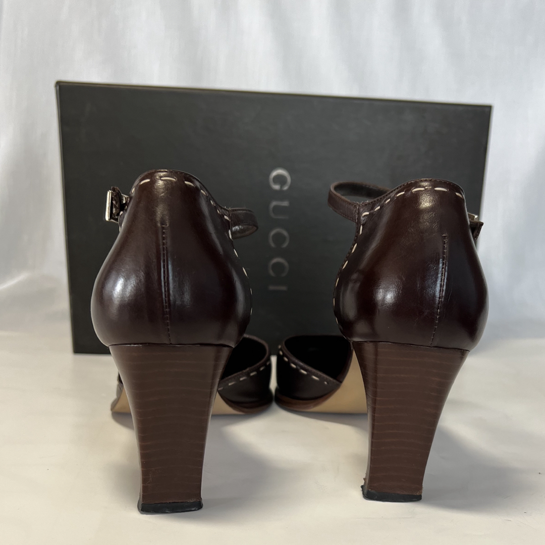 GUCCI - GUCCI グッチ パンプス ブラウン アンクルストラップ GUCCI - GUCCI グッチ パンプス ブラウン アンクルストラップ