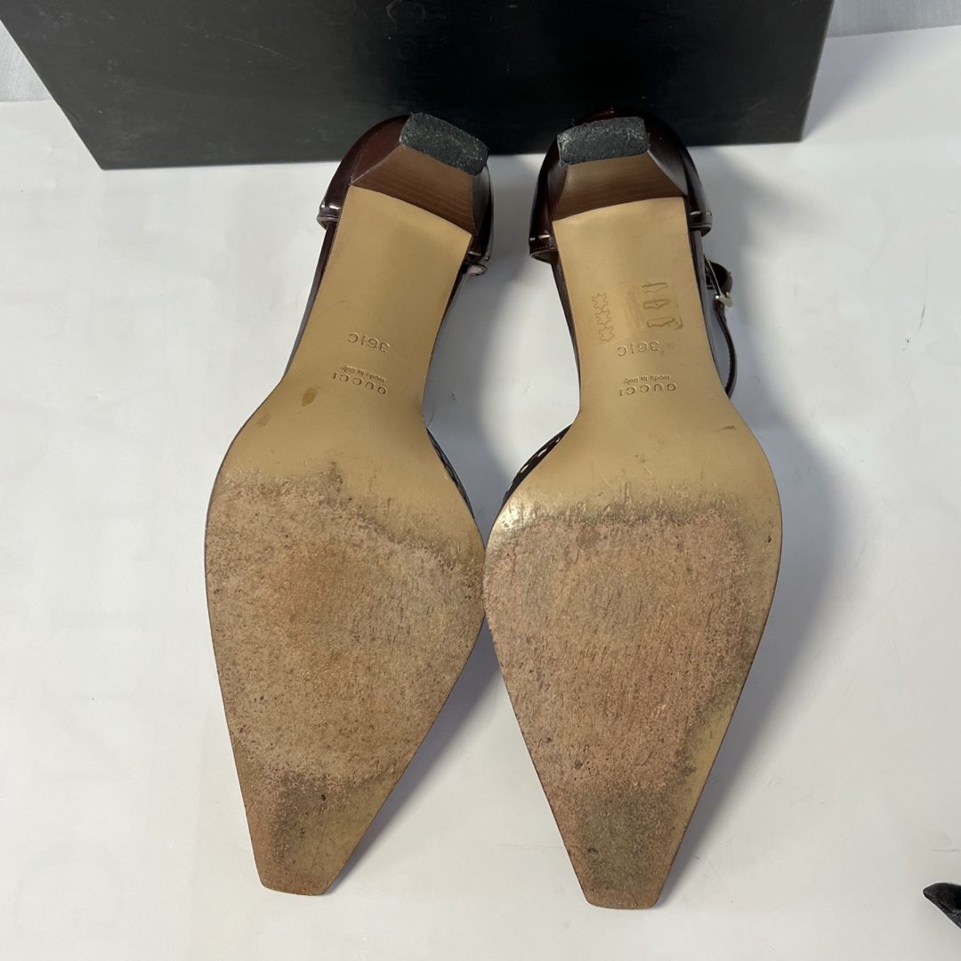 GUCCI - GUCCI グッチ パンプス ブラウン アンクルストラップ GUCCI - GUCCI グッチ パンプス ブラウン アンクルストラップ