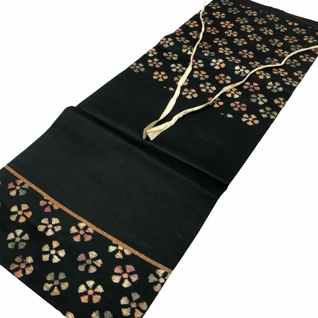 MO-3391 作り帯 付け帯 ワンタッチ帯 袋帯 花模様 黒色