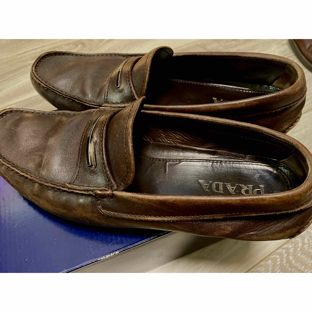 PRADA - PRADA ブラウン スリッポン ドライビングシューズ 27 9 PRADA - PRADA ブラウン スリッポン ドライビングシューズ 27 9