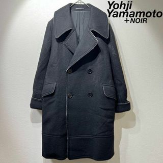 ヨウジヤマモト(Yohji Yamamoto)の希少 ヨウジヤマモト プリュスノアール 上質 ウール ロングピーコート パイル(トレンチコート)
