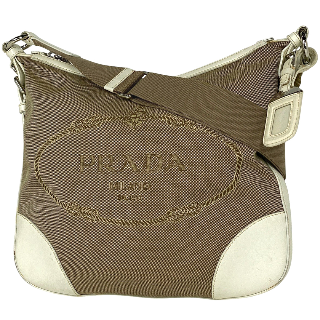 PRADA - プラダ ロゴ ジャガード ショルダーバッグ レディース PRADA - プラダ ロゴ ジャガード ショルダーバッグ レディース