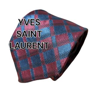 イヴサンローラン(Yves Saint Laurent)の【YVES SAINT LAURENT】ダークレッド系　チェック柄　日本製(ネクタイ)