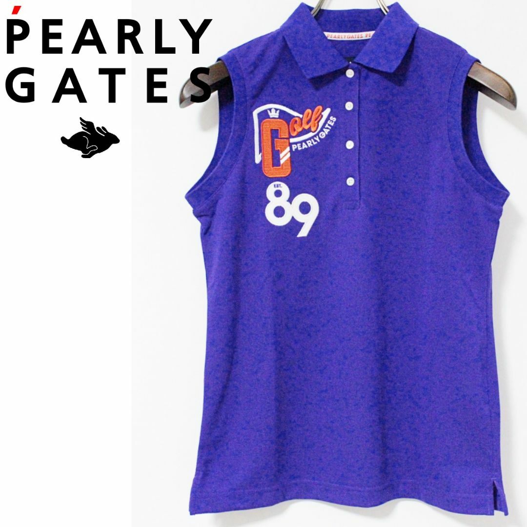 PEARLY GATES - 新品 パーリーゲイツ 刺繍ワッペン 鹿の子 ノースリーブ 襟ラインポロシャツ M