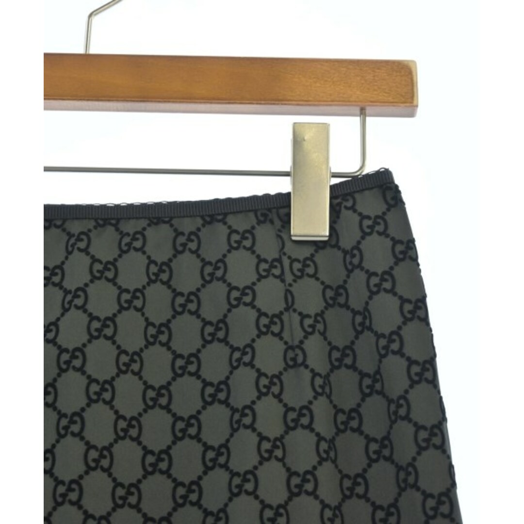 GUCCI - GUCCI グッチ ひざ丈スカート XS 黒(総柄) 【古着 GUCCI - GUCCI グッチ ひざ丈スカート XS 黒(総柄) 【古着