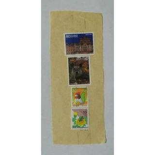 243【組合せ再出品可】使用済切手（80円×3枚と10円）貼られた状態(使用済み切手/官製はがき)