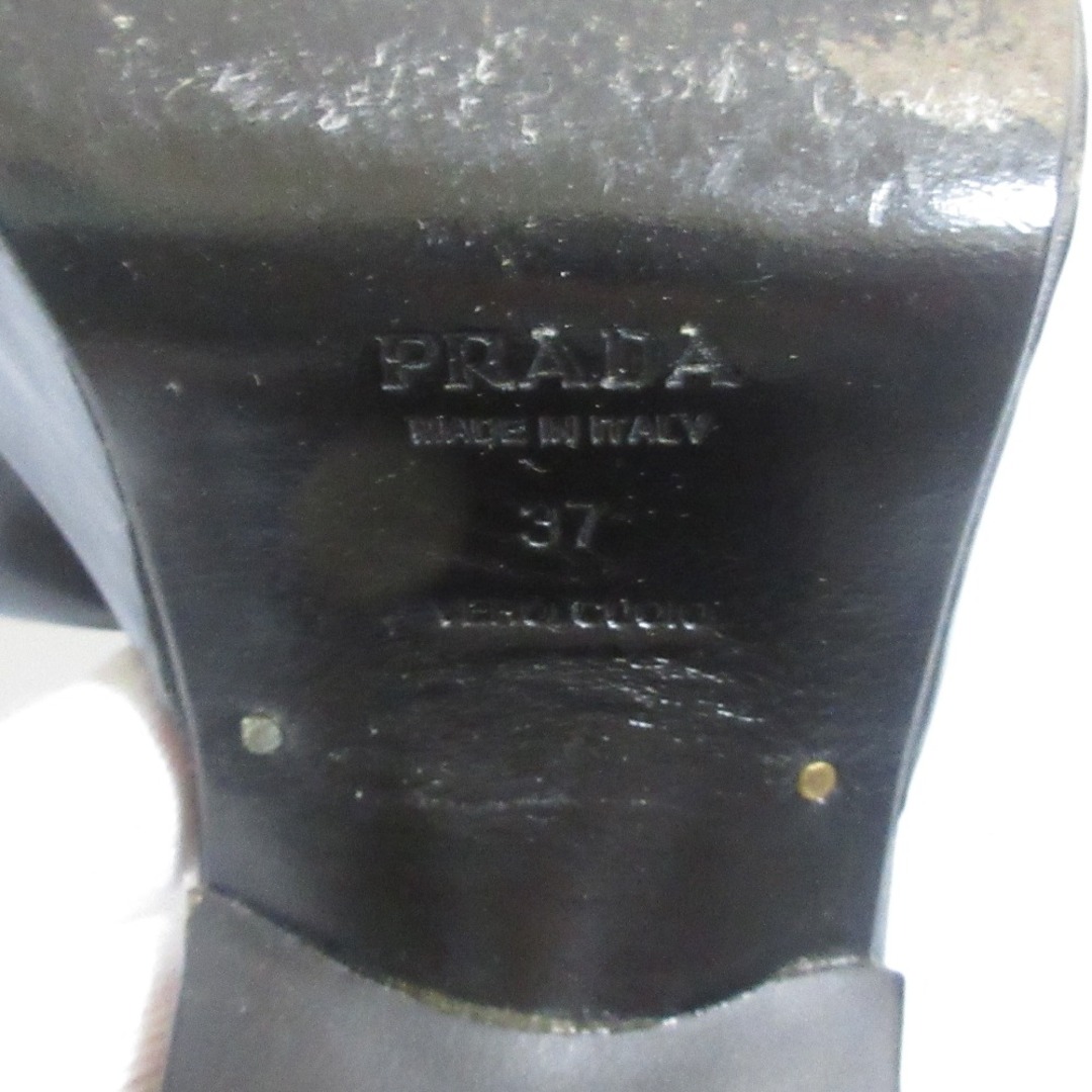PRADA - 美品 PRADA プラダ レザー スクエアトゥ デザインヒール PRADA - 美品 PRADA プラダ レザー スクエアトゥ デザインヒール