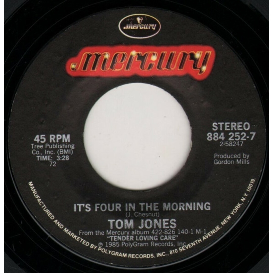 米7” Tom Jones Its Four In The Morning 8842527 Mercury /00080 エンタメ/ホビーのエンタメ その他(その他)の商品写真