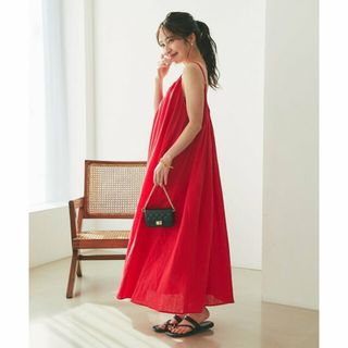 ラブティックボンボン(La boutique BonBon)の【レッド】【大人カジュアル】リネンキャミワンピース(ロングワンピース/マキシワンピース)