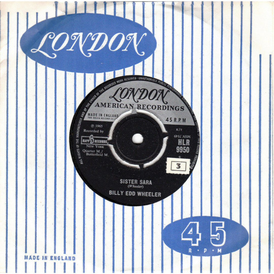 英7" Billy Edd Wheeler Sister Sara HLR9950 London Records, London American Recordings /00080 エンタメ/ホビーのエンタメ その他(その他)の商品写真