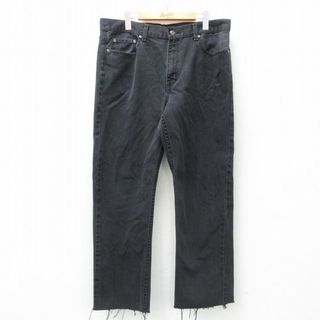 W36★古着 ジーンズ メンズ コットン 黒 ブラック デニム 25may01 中古 ボトムス ジーパン Gパン ロング パンツ(ワークパンツ/カーゴパンツ)