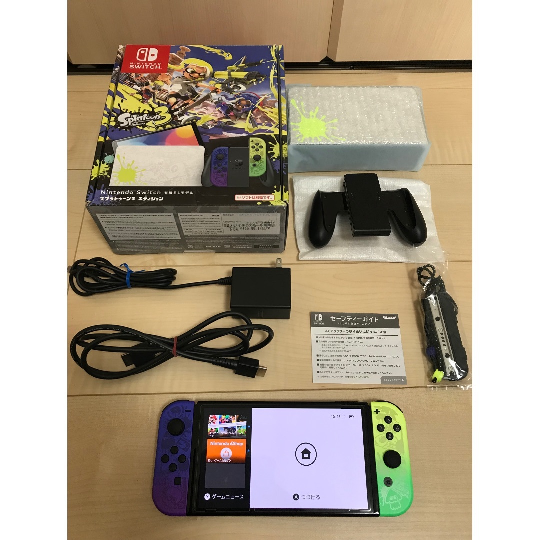 Nintendo Switch(ニンテンドースイッチ)の✨美品有機ELスプラトゥーンモデルSwitch本体一式＋マリオソフト13本付✨ エンタメ/ホビーのゲームソフト/ゲーム機本体(家庭用ゲーム機本体)の商品写真