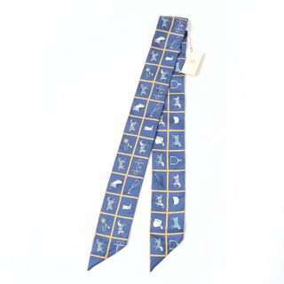 エルメス(HERMES)の未使用品☆HERMES エルメス ツイリー Couvertures et Tenues de Jour 馬着 シルク100％ マリーン ベージュ ブラン スカーフ 箱付き フランス製 レディース(バンダナ/スカーフ)