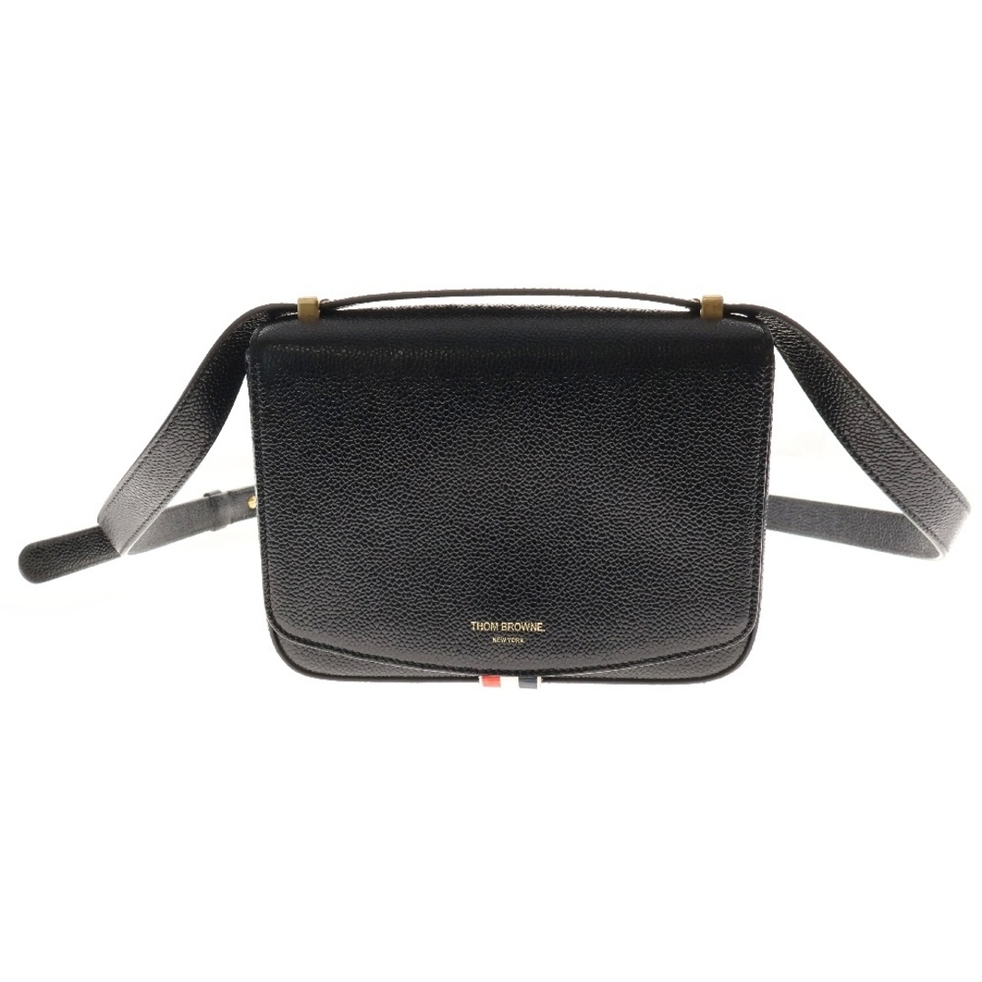 THOM BROWNE - THOM BROWNE トムブラウン MINI SQUARED SADDLE BAG レザー ミニ ショルダーバッグ ブラック