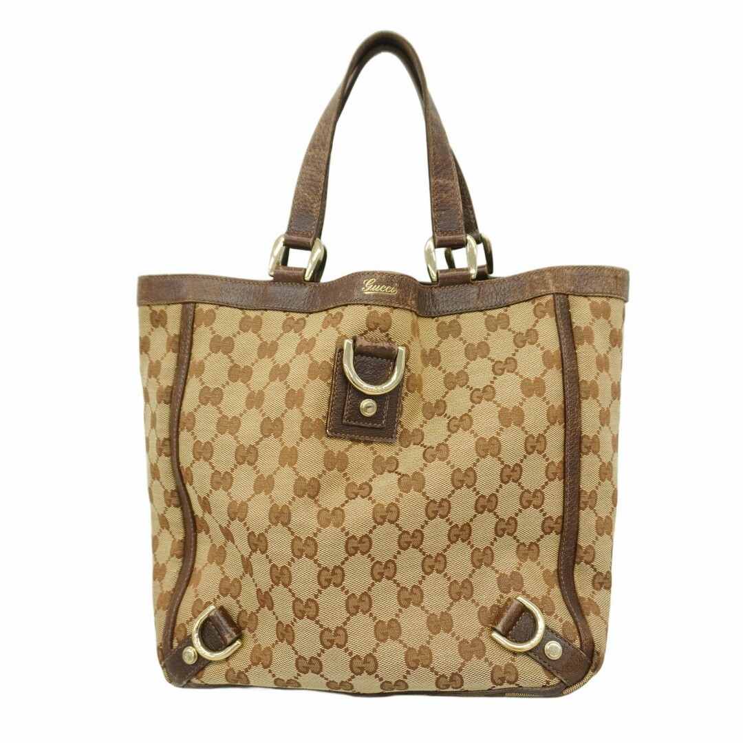 GUCCI - ★SALE【5de6203】グッチ トートバッグ GGキャンバス/アビー 130739 キャンバス ブラウン シャンパンゴールド金具【中古】レディース