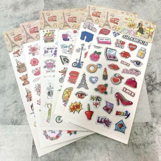 コラージュ 素材 フレークシール 180枚入り シール スクラップ デコ DIY(シール)