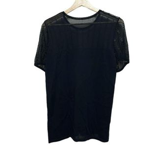 イタリヤ(伊太利屋)の伊太利屋/GKITALIYA(イタリヤ) 半袖カットソー サイズ13 L レディース美品  - 黒 クルーネック/スパンコール/ビーズ(カットソー(半袖/袖なし))