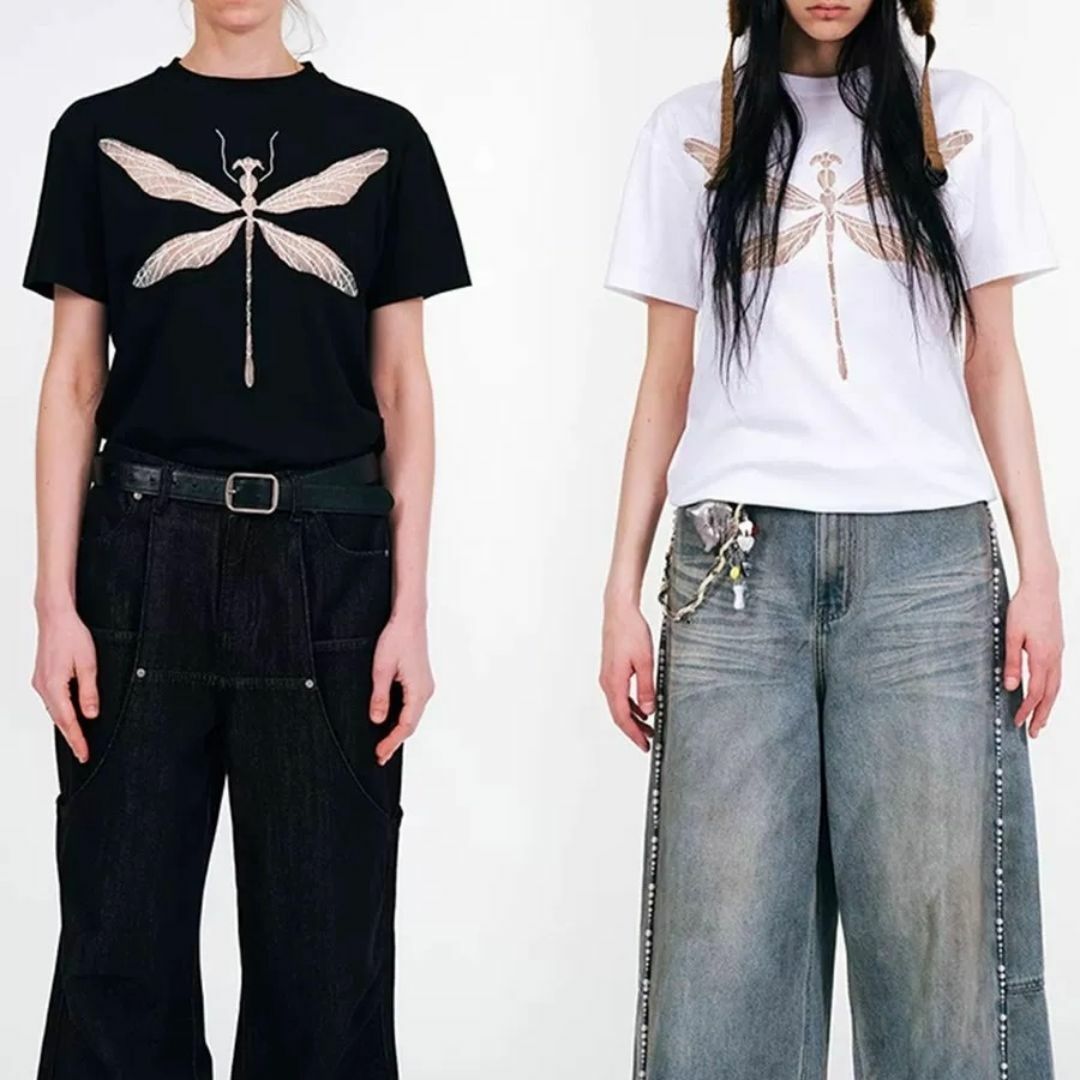 Acne Studios - APRIORITY カットアウト レース トンボ柄 Tシャツ コットン