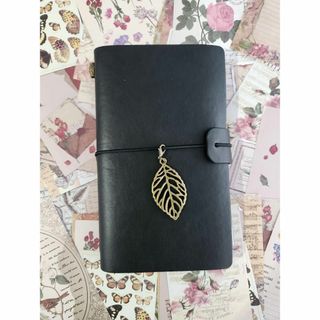 新品　日記　ノート　手帳　コラージュ　トラベラー旅行　メモ　リーフブラック(ノート/メモ帳/ふせん)