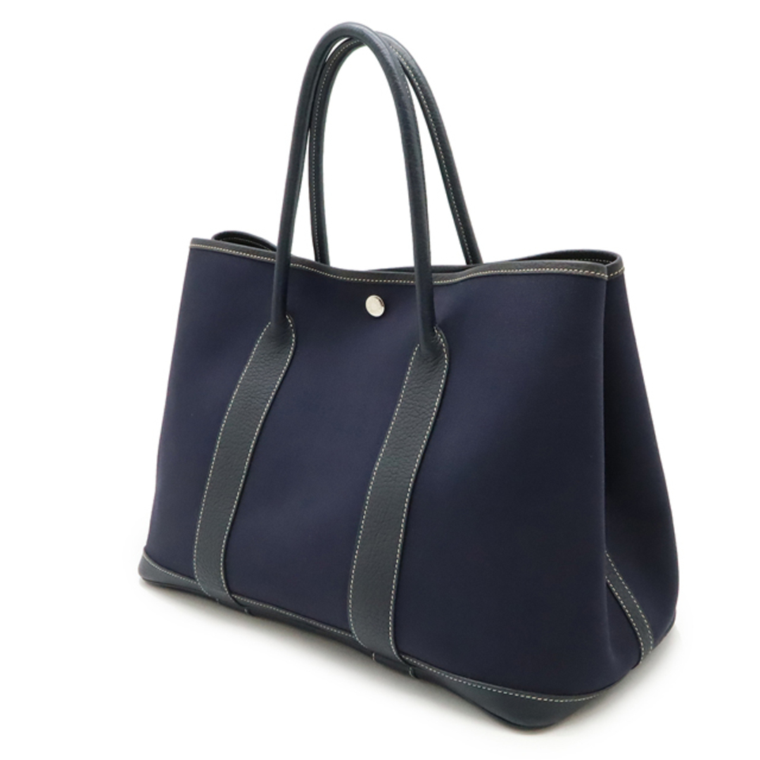 HERMES(エルメス)のHERMES エルメス ガーデンパーティPM トートバッグ ハンドバッグ トワルオフィシエ キャンバス レザー ネイビー 紺 シルバー金具 □I刻印 レディースのバッグ(トートバッグ)の商品写真