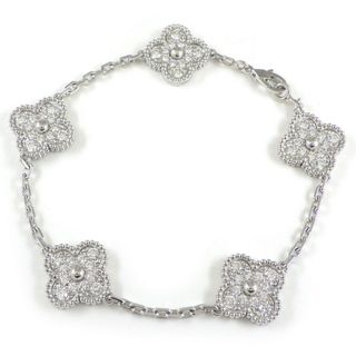 ヴァンクリーフアンドアーペル(Van Cleef & Arpels)のヴァンクリーフ＆アーペル Van Cleef & Arpels ブレスレット ヴィンテージ アルハンブラ 5モチーフ VCARA41500 パヴェ 60ポイント ダイヤモンド 計2.41ct K18WG 【箱・保付き】 【中古】(ブレスレット/バングル)