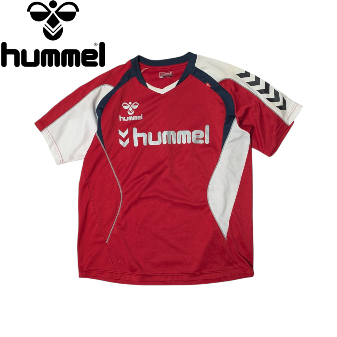 hummel(ヒュンメル)の00s y2k Hummel レッド サッカー ゲームシャツ ユニホーム メンズのトップス(Tシャツ/カットソー(半袖/袖なし))の商品写真