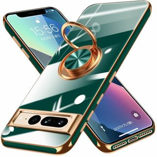 【在庫セール】Google Pixel 7 Pro 用ケース リング付き メッキ(その他)