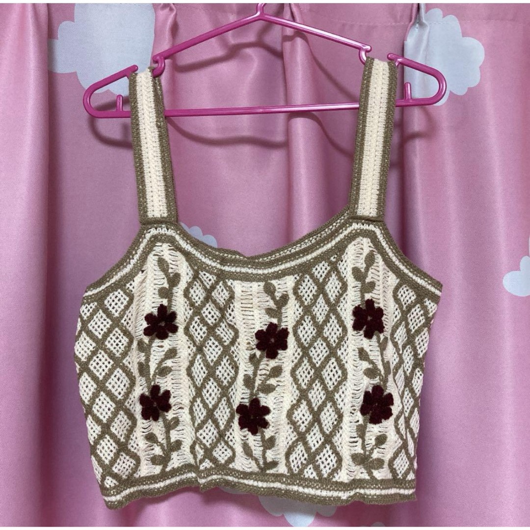 花柄ビスチェ ベスト ジレ 刺繍 レディースのトップス(ベスト/ジレ)の商品写真