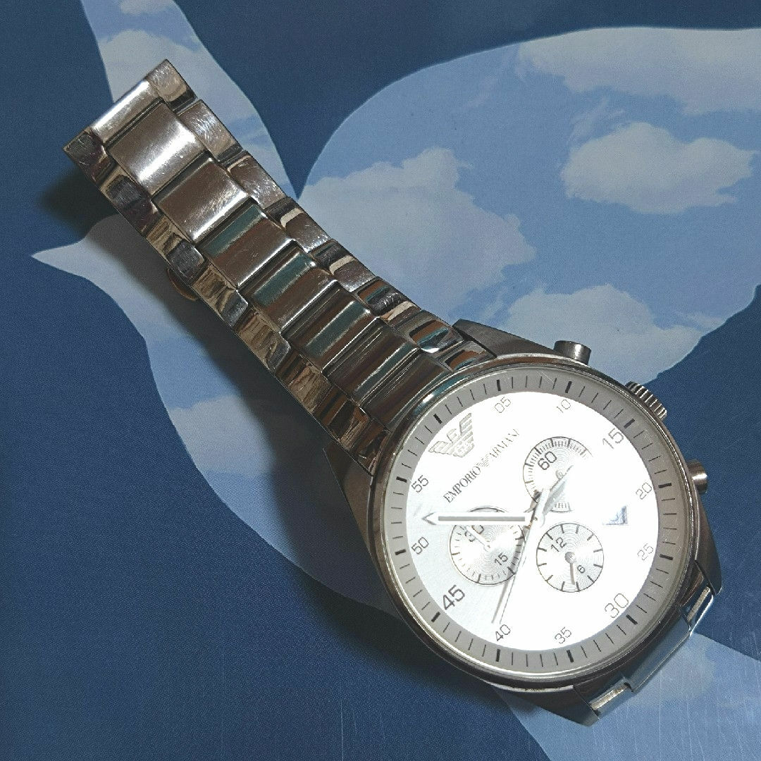 EMPORIO ARMANI(エンポリオアルマーニ)のエンポリオアルマーニ メンズクロノグラフクォーツ 電池交換済稼働品 少々訳あり メンズの時計(腕時計(アナログ))の商品写真