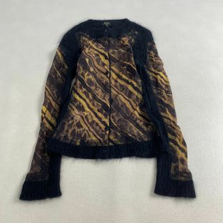 ジャンポールゴルチェ(Jean Paul GAULTIER)のジャンポールゴルチェ　カーディガン　パワーネット　Y2K 希少柄 アンゴラ 40(カーディガン)