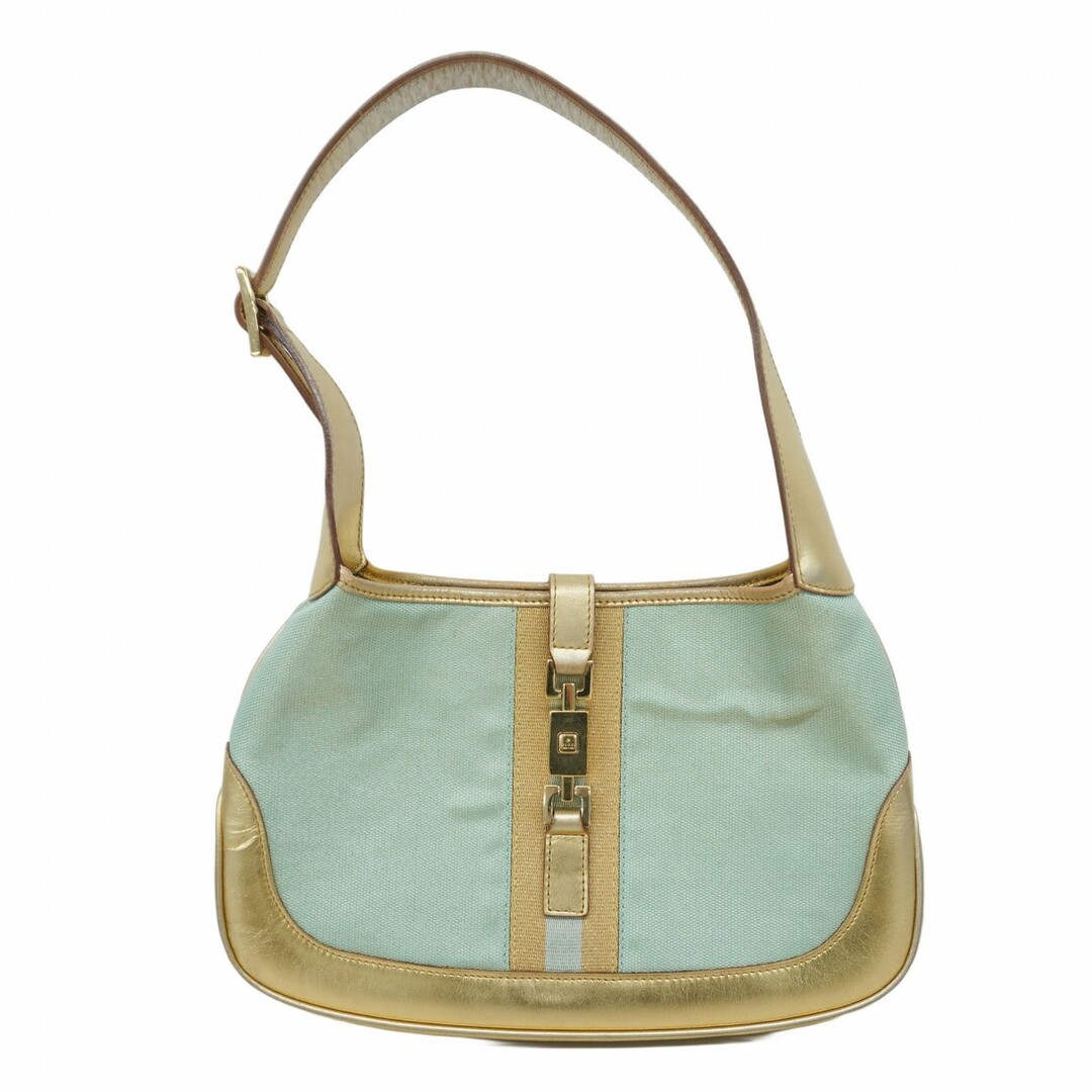 GUCCI - 【5de6328】グッチ ハンドバッグ ジャッキー 001 3735 キャンバス グリーン ゴールド ゴールド金具【中古】レディース