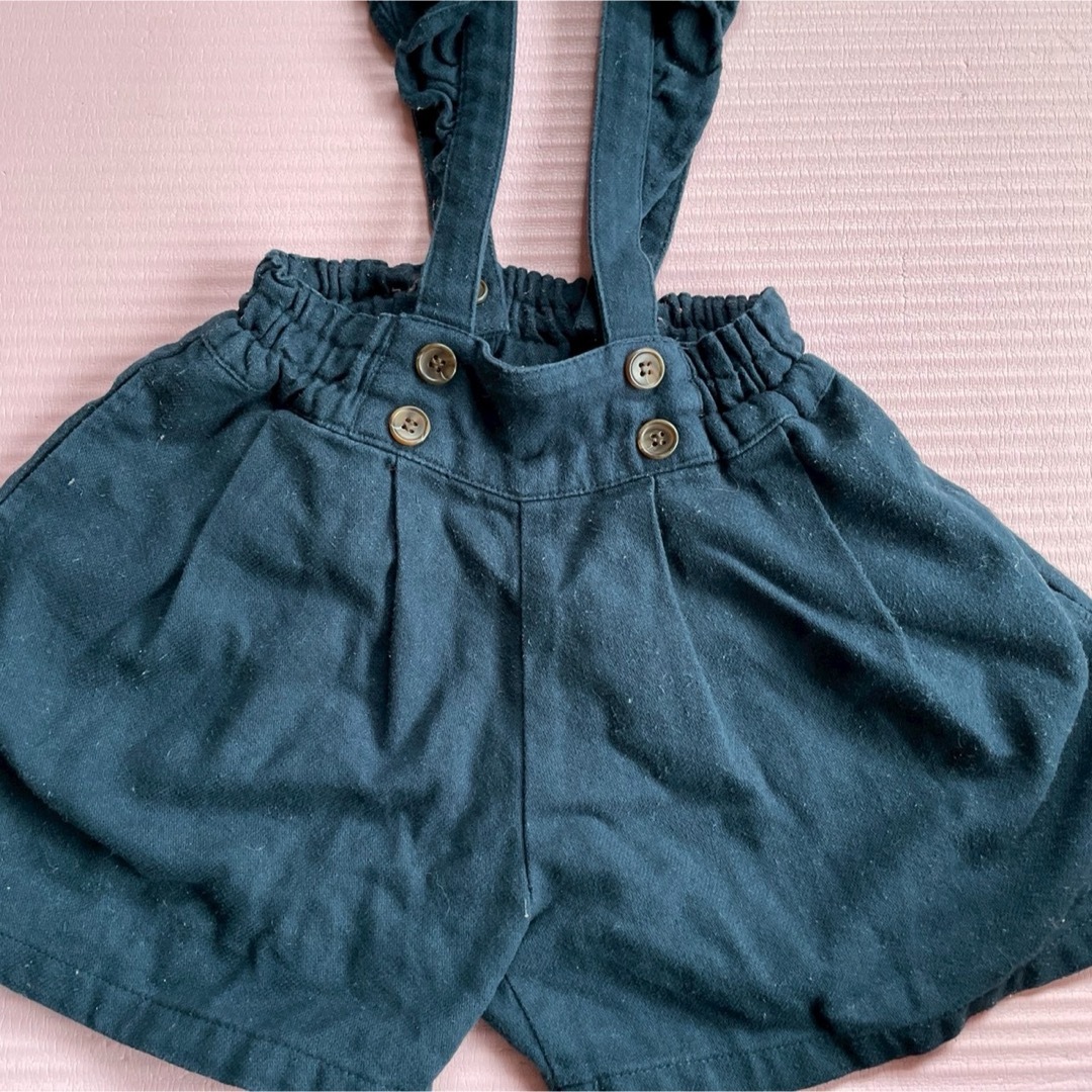 Branshes(ブランシェス)のフリル付きサスペンダーオーバーオール　ショートパンツ　110 ブランシェス キッズ/ベビー/マタニティのキッズ服女の子用(90cm~)(パンツ/スパッツ)の商品写真