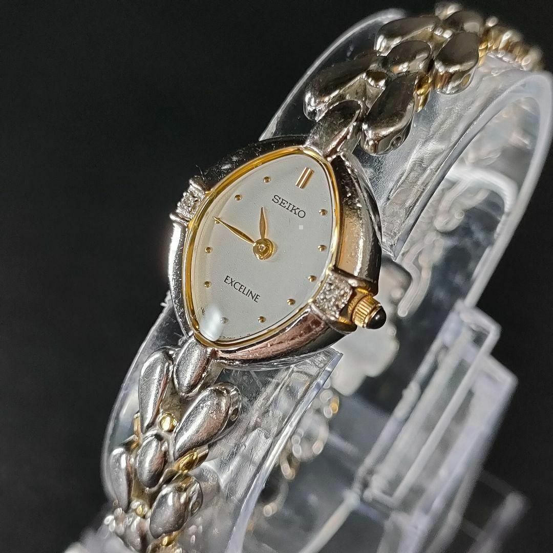 SEIKO - 極美品　SEIKO　セイコー　エクセリーヌ　1F21　ホワイト　ダイヤ　2P