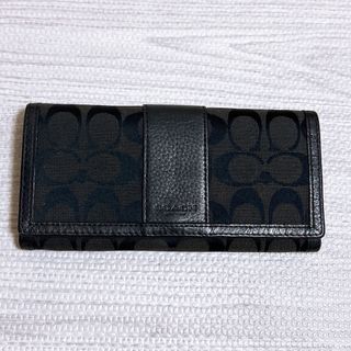 コーチ 長財布 中古 ブラック シグネチャー(財布)