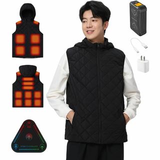 電熱ベスト 給電式 30000mAh バッテリー付 ブラック L ユニセックス