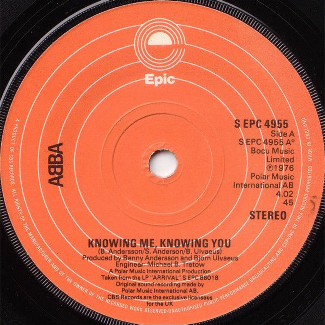 英7" ABBA Knowing Me, Knowing You / Happy Hawaii SEPC4955 Epic /00080 エンタメ/ホビーのエンタメ その他(その他)の商品写真