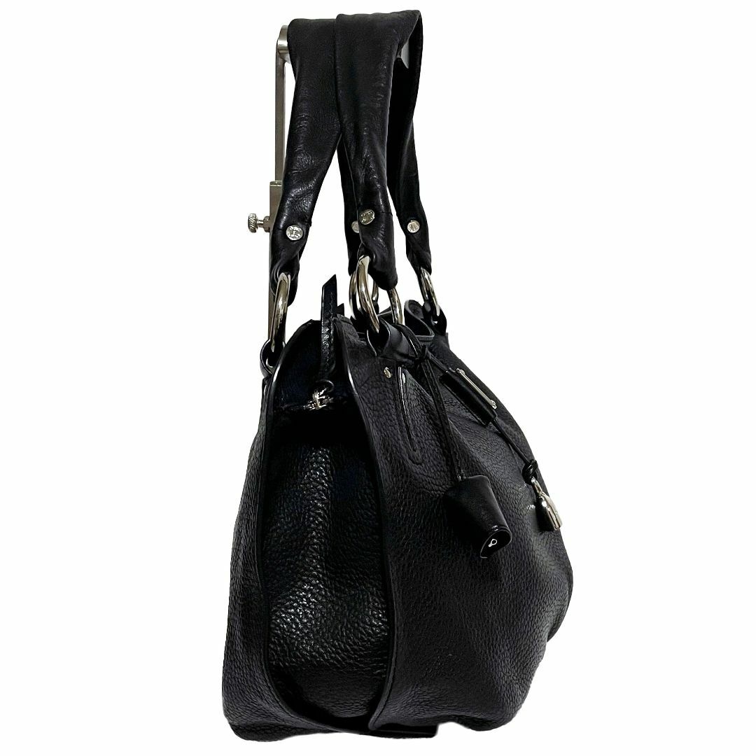 匿名配送】セリーヌCELINEハンドバッグレザーブラック黒シルバー金具