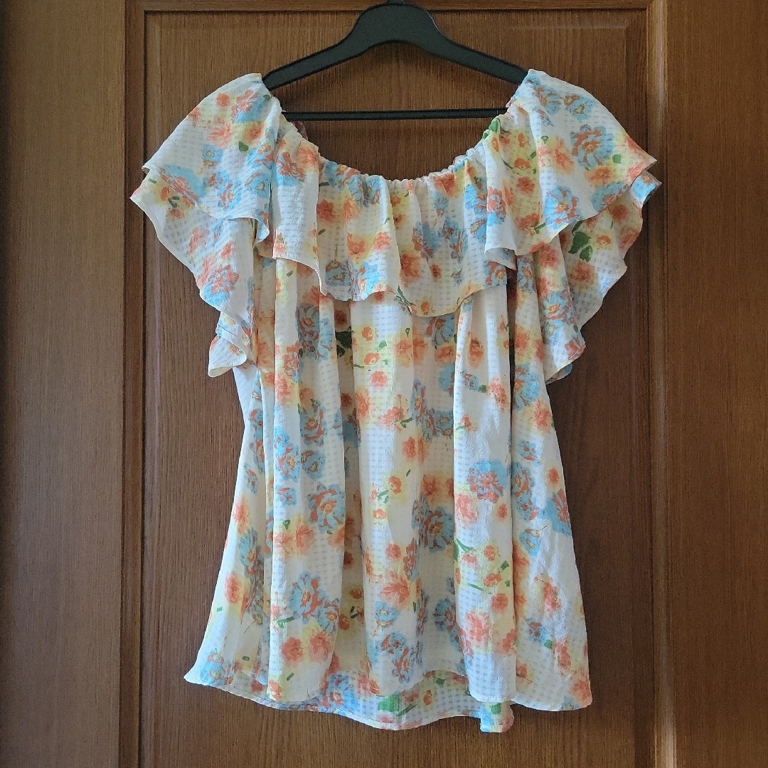 ARROW(アロー)の花柄フリル半袖シャツ レディースのトップス(シャツ/ブラウス(半袖/袖なし))の商品写真