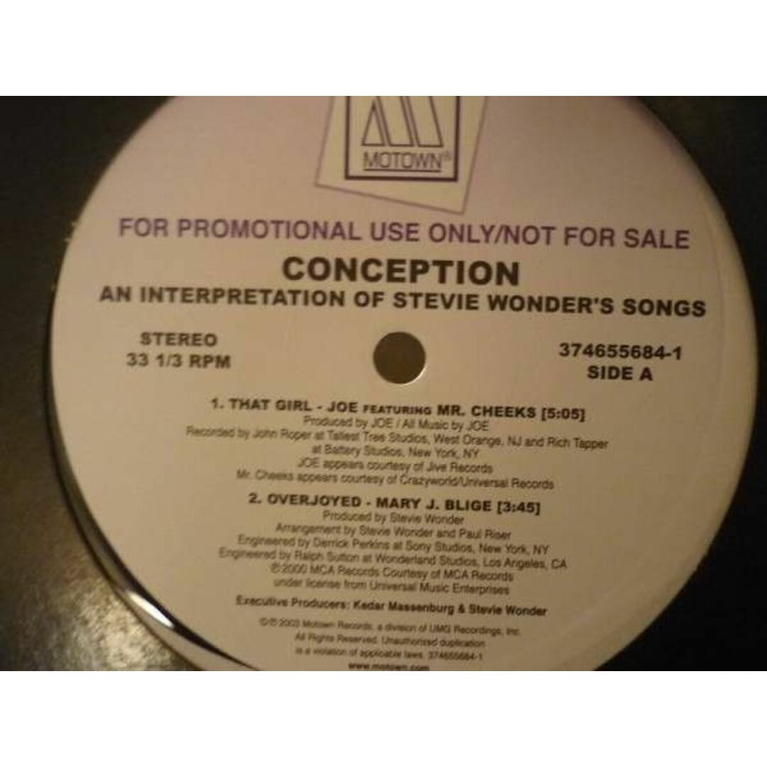 米12" Various Conception (An Interpretation Of Stevie Wonders Songs) 3746556841PROMO Motown /00250 エンタメ/ホビーのエンタメ その他(その他)の商品写真