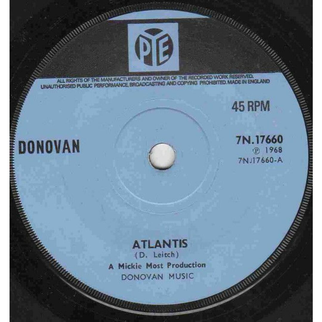 英7” Donovan Atlantis 7N17660 Pye Records /00080 エンタメ/ホビーのエンタメ その他(その他)の商品写真