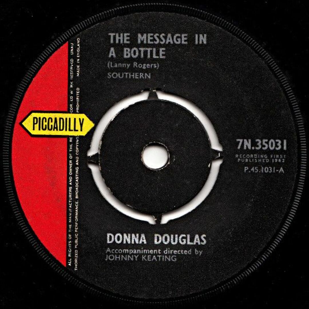 英7" Donna Douglas The Message In A Bottle 7N35031 Piccadilly /00080 エンタメ/ホビーのエンタメ その他(その他)の商品写真