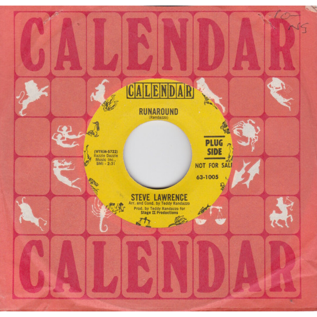 米7" Steve Lawrence Runaround / Im Falling Down (Into Wonderland) 631005 Calendar /00080 エンタメ/ホビーのエンタメ その他(その他)の商品写真