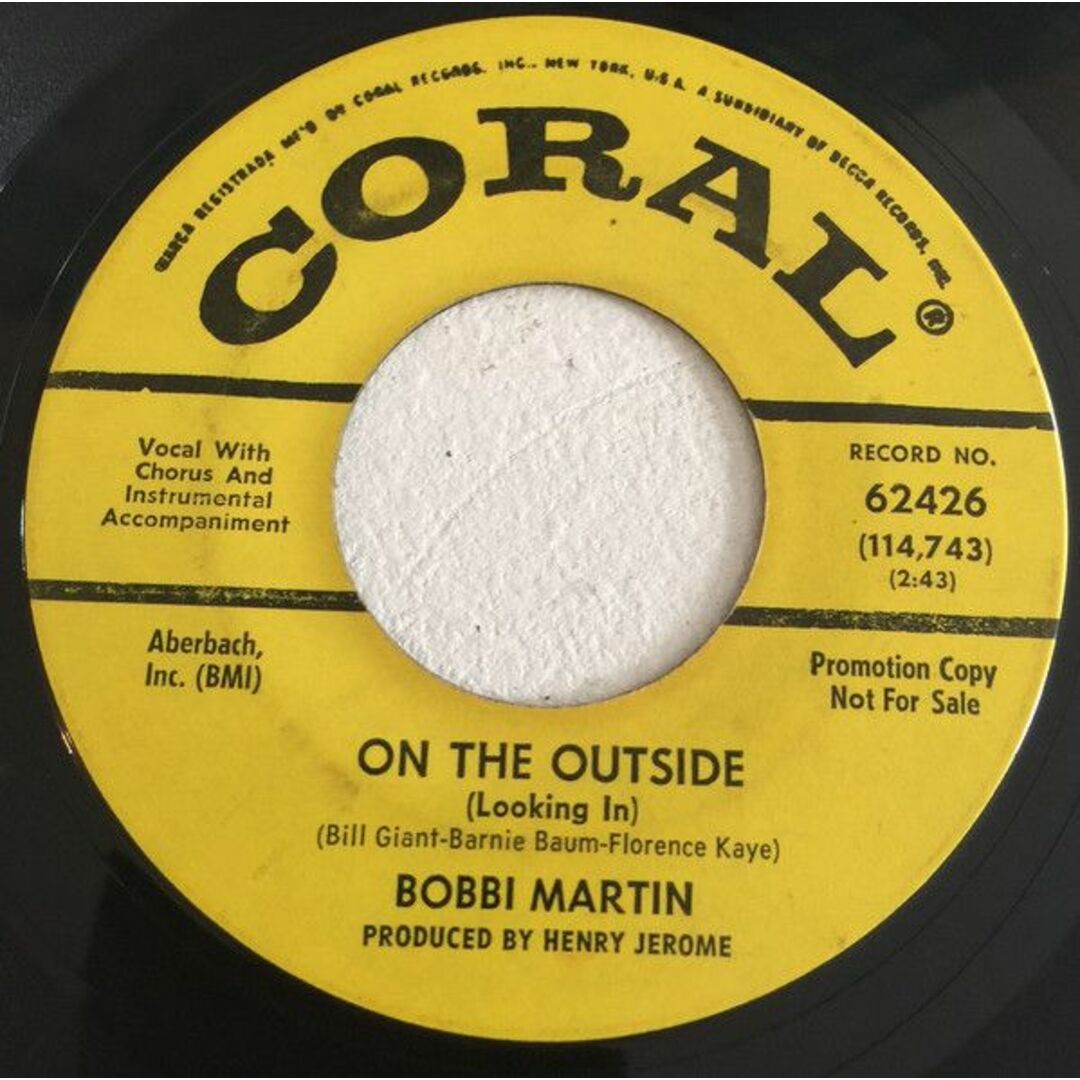 米7" Bobbi Martin On The Outside (Looking In) 62426 Coral /00080 エンタメ/ホビーのエンタメ その他(その他)の商品写真